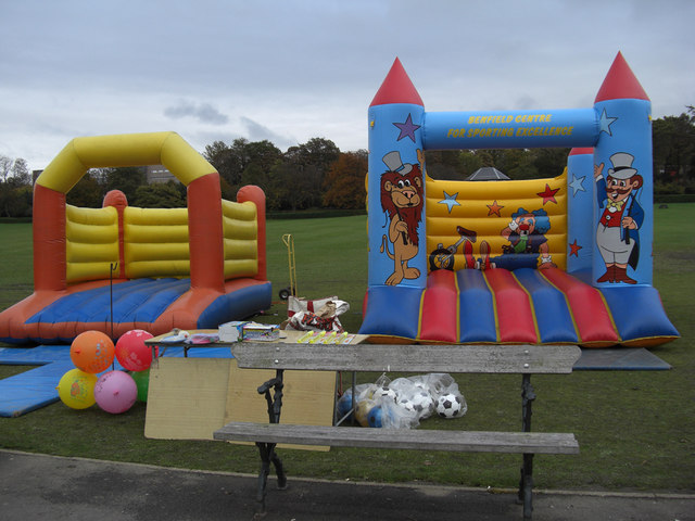 Bouncy castles \u00a9 michael ely cc-by-sa\/2.0 :: Geograph Britain and Ireland