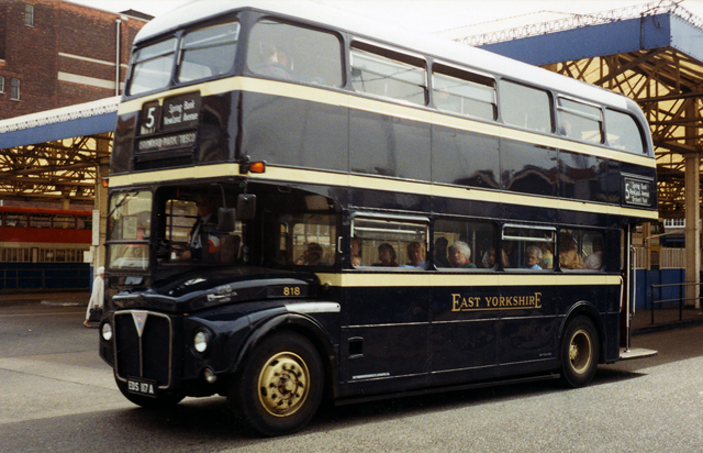 An ex London Transport Routemaster bus at the old bus station in Kingston 