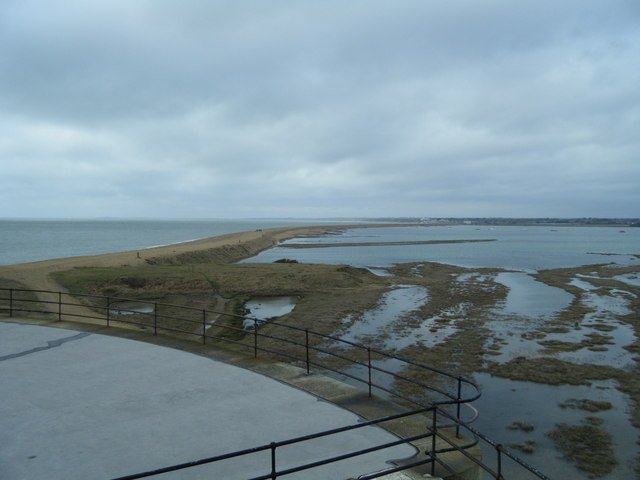 The Shingle Spit is 1.7 miles long from the mainland to its tip beyond he lighthouse next to Hurst Castle, Hampshire. The marshland in the foreground had a 