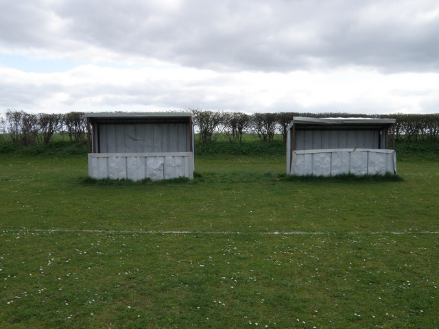 The dug outs at Wilbarston football... © Michael Trolove :: Geograph