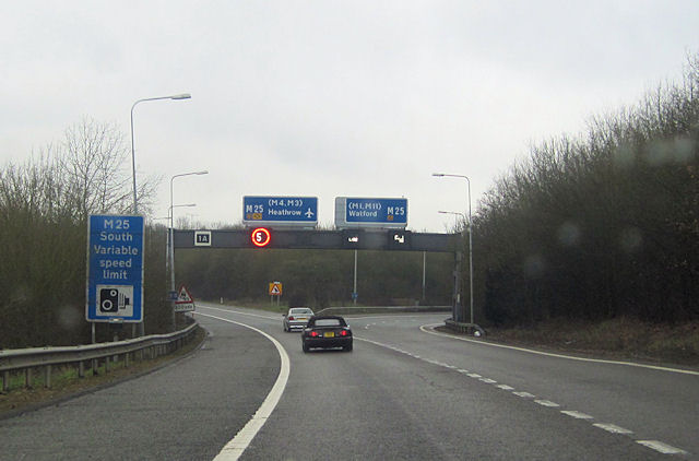 Division Of M25 Slip Road From Westbound © John Firth Cc By Sa20