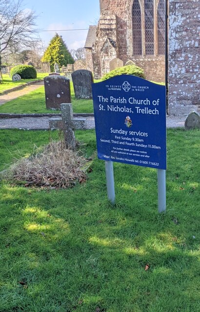 Village Church Nameboard Trellech Jaggery Cc By Sa