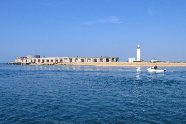 Hurst Castle and Hurst Point Lighthouse on the end of the spit.