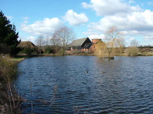 farm with pond