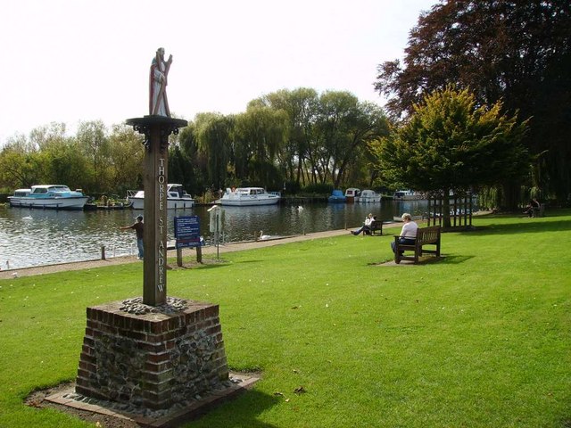 Thorpe St Andrew Village Sign On River © Helen Steed Cc By Sa20