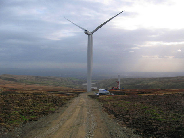 Scout Moor Wind Farm under construction © Paul Anderson cc-by-sa/2.0 