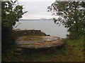 NT1582 : Downing Point Coast Battery gun emplacement and QE2 by Simon Johnston