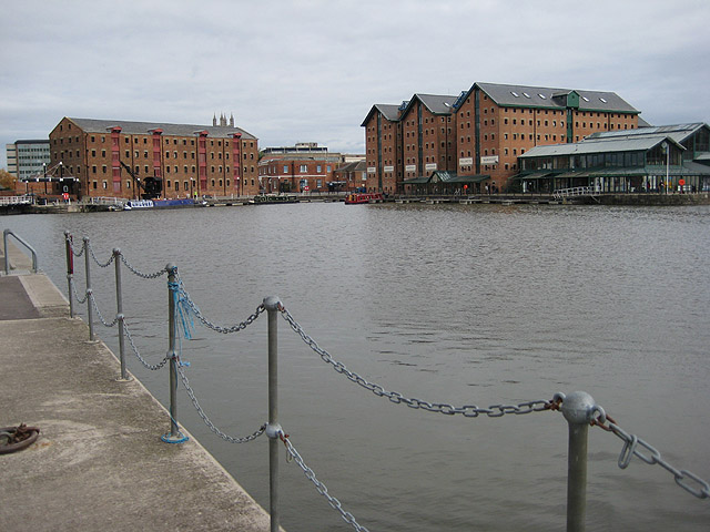 Steely grey Main Basin, Gloucester Docks