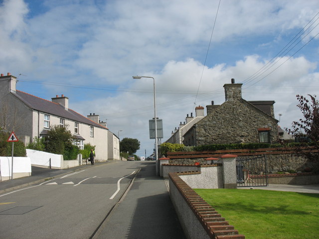 View uphill towards the crossroads at Upper Gwalchmai
