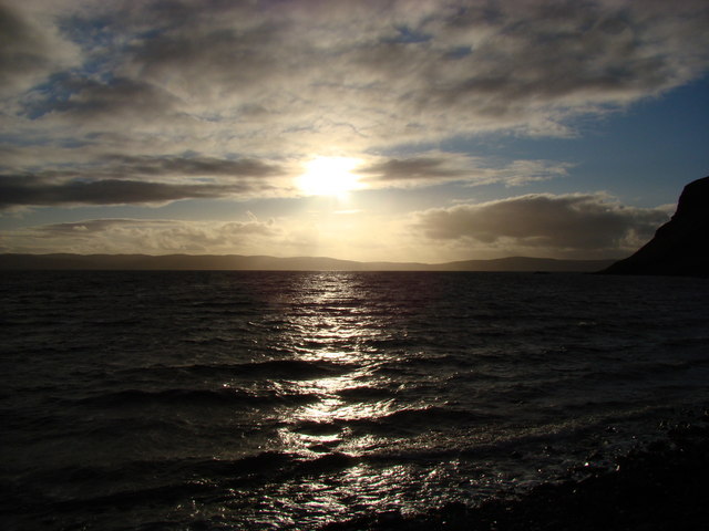 Sun setting over Uig Bay