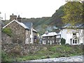 Houses in Ffordd Gwynant viewed across Afon Colwyn