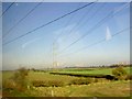 Power lines cross the East Coast main rail line