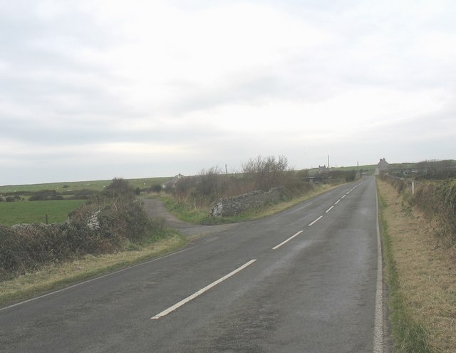 The A 4080 at the entrance to Clwt y bont cottage