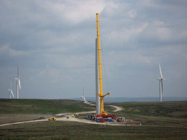 Turbine Tower No 23 under construction at Scout Moor