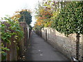 The alley that runs between Faversham health centre and the swimming pools