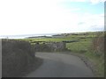 Sharp bend in the Porth Cwyfan road at Allt Fawr