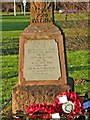 War Memorial dedication Plaque at Hoo Brook Kidderminster