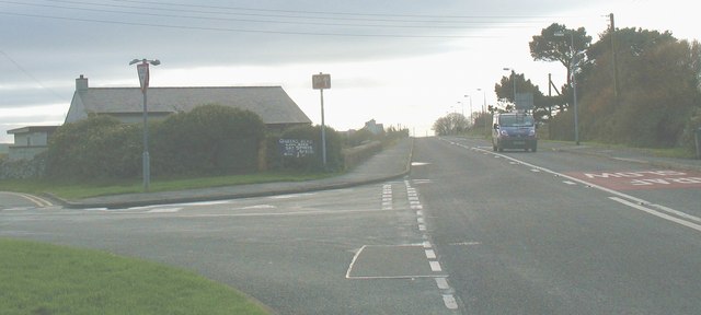 Minor road junction at Llanfaelog by Eric Jones