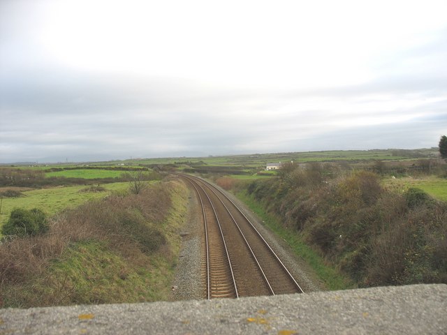 The railway east of Llanfaelog by Eric Jones