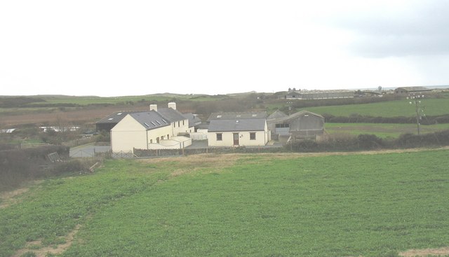 Glan-gors Farm holiday cottages viewed from the railway bridge by Eric Jones