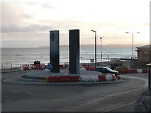 SZ1191 : Boscombe: new sculpture and roundabout, Pier Approach by Chris Downer