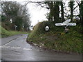 Gussage All Saints: signpost and mirror at Amen Corner