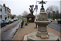 TQ5742 : Fountain & bus shelter, Southborough Common by N Chadwick