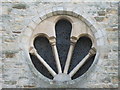 NZ0158 : Unusual window in the tower of St. John's Church, Healey by Mike Quinn