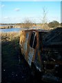 Burnt-out van near bridleway