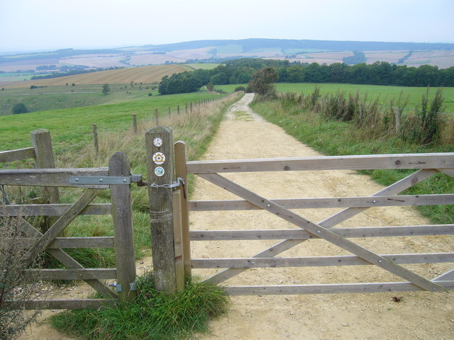 Waymarks on Trundle gatepost