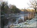 Frozen fishing pond beside the River Weaver