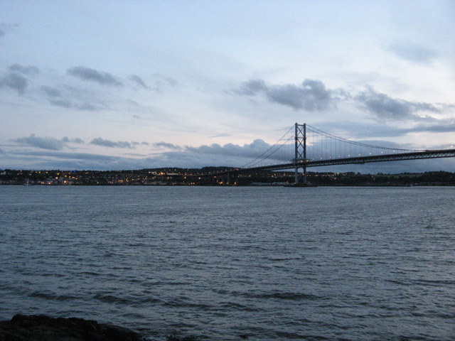 Start of Forth Road Bridge seen from North Queensferry