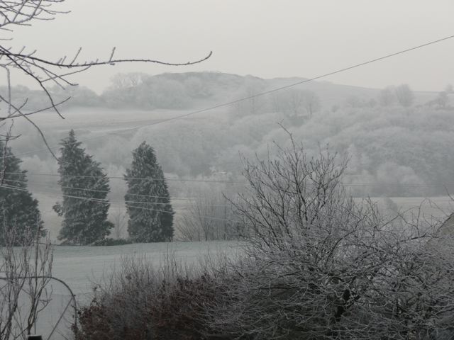 Frosty day looking across Embsay cricket field