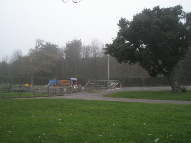 Playpark at Watersdge Social Club on a misty afternoon in mid December