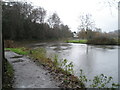 Bend in the River Wey heading northwards into Guildford