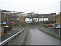 Looking from the footbridge over the M27 across Hillsley Road towards Longdean Close