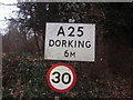 A25 sign Gomshall