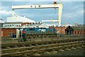 J3574 : Locomotive and cranes, Belfast by Albert Bridge