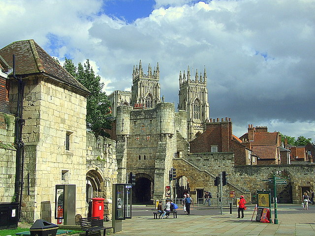 York's Bootham Bar with The Minster ,behind