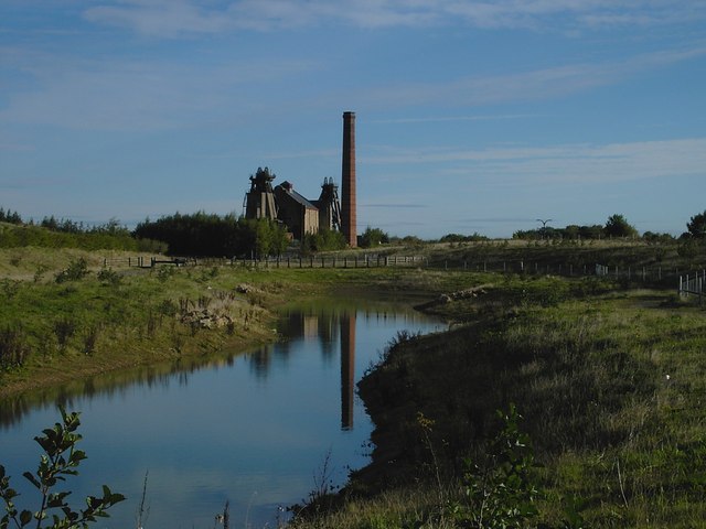 Pleasley - Colliery from Country Park pond