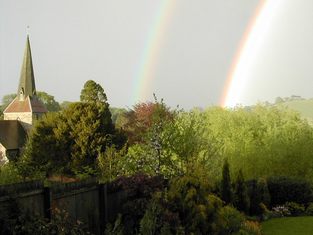 A double rainbow over Neen Sollars' church