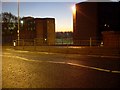 Red sky beyond Clydebank Business Park