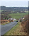 Lane descending towards the A595