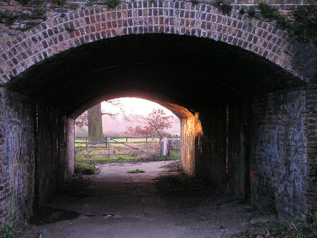 Footpath tunnel under railway line near Hersham Weir