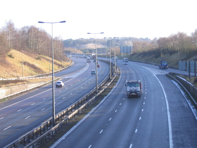 M42 looking East from bridge over Junction 1 - A38