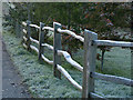 Rustic fence in winter