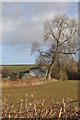 Farmland and  buildings in winter