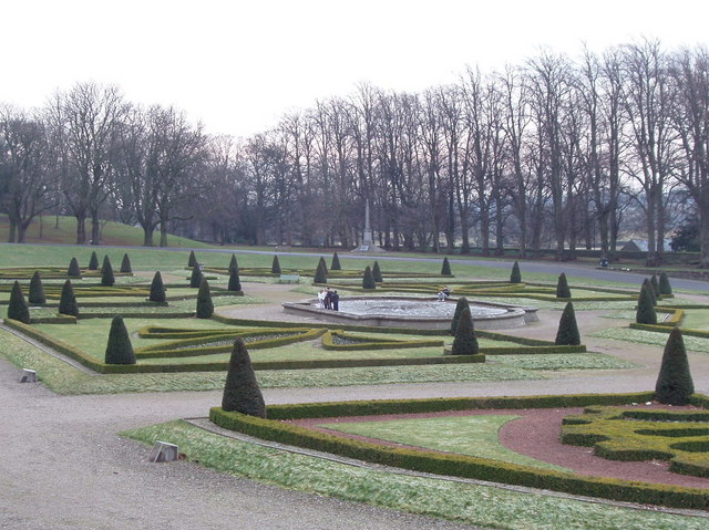 Formal garden of The Bowes Museum
