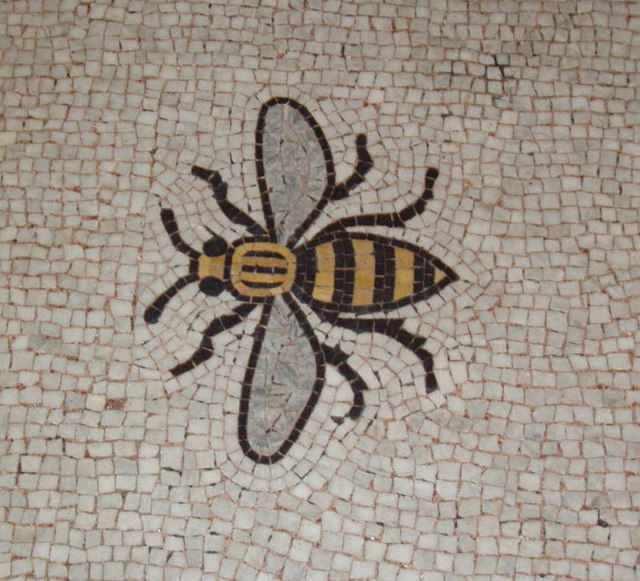 Bee mosaic in Manchester Town Hall floor