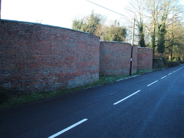 Curved brick wall